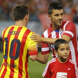 Messi and David Villa Before The Spanish Super Cup Match