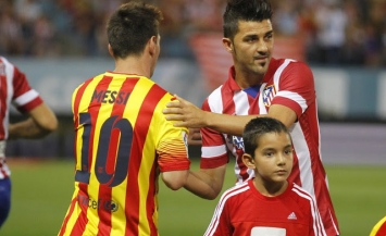 Messi and David Villa Before The Spanish Super Cup Match