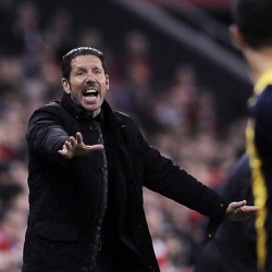 Diego Simeone commanding his team from the dugout on last weekend's match.
