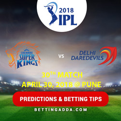 Chennai Super Kings vs Delhi Daredevils 30th Match Prediction Betting Tips Preview