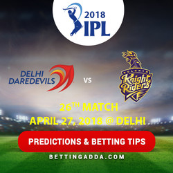 Delhi Daredevils vs Kolkata Knight Riders 26th Match Prediction Betting Tips Preview