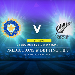 India v New Zealand 2nd T20I 04 November 2017 Rajkot Predictions Betting