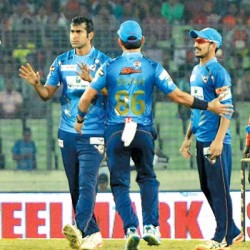 Mosharraf Hossain 4 wickets for Dhaka Dynamites