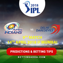 Mumbai Indians vs Delhi Daredevils 9th Match Prediction Betting Tips Preview